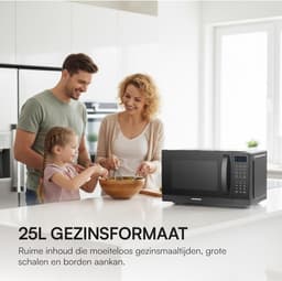 Magnetron met Grill - Oven Apparaat - Snelle Maaltijden - 8 Automatische Programma's - 25 Liter Capaciteit - Zwart — thumbnail 2