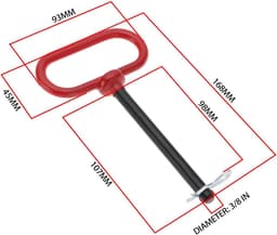 Dailygoods- Trekhaakpen 3/8 x 4 Inch - Trekhaak voor Aanhangwagens - Trekhaakpennen voor Grasmaaier - Slijtvast Koolstofstaal - Veiligheidsclip met Sterke Klemkracht — thumbnail 2