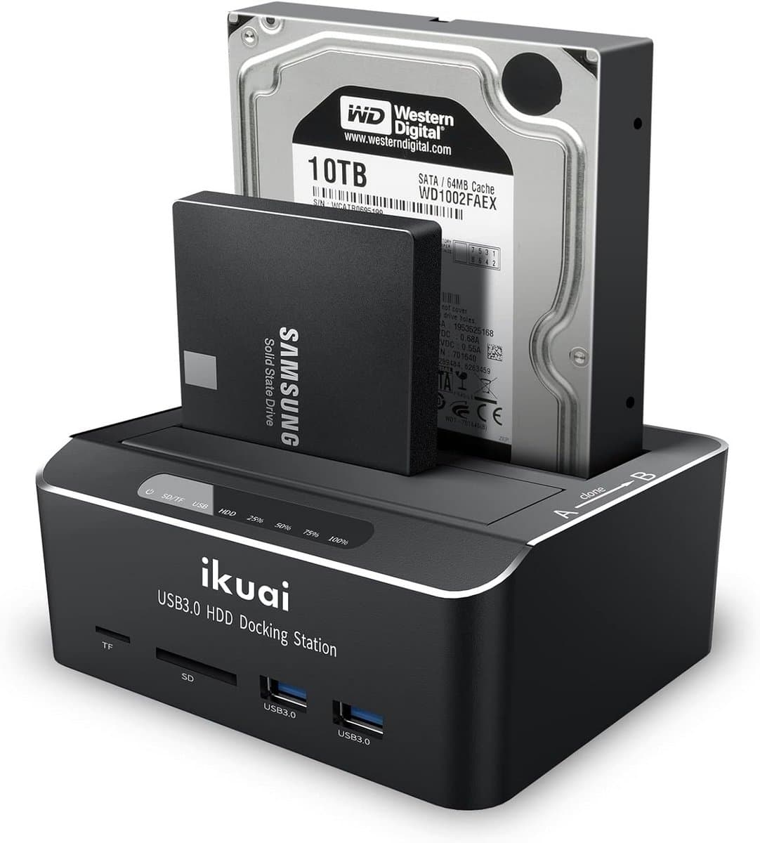 Hard Drive Dock - Externe Schijf Station - Data Klone - Offline Kloonfunctie - Tot 20 TB - Zwart — afbeelding 1