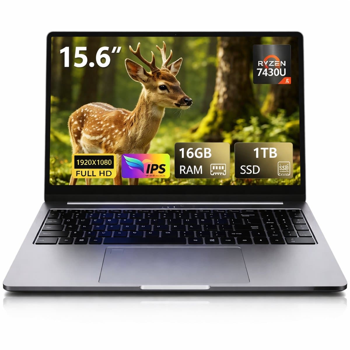 Ninkear A15 Pro 16 inch laptop - 2,5K Display - AMD Ryzen 5 5500U - 16GB DDR4 RAM - QHD 120Hz - Windows 11 — afbeelding 1