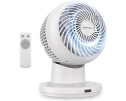 Auronic Tafelventilator - Kleine Ventilator - Met Afstandsbediening en Timer - Automatische Oscillatie 85° - 9 Meter Luchtstroom - Wit