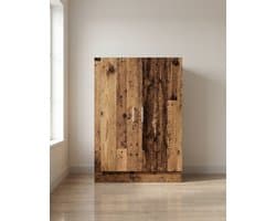 Wasmachinekast met Opbergruimte 70,5x71,5x91,5 cm – Rustiek Houtlook Badkamerkast met 2 Deuren – Multifunctionele Wasruimte Kast – Bruin – Ganeey