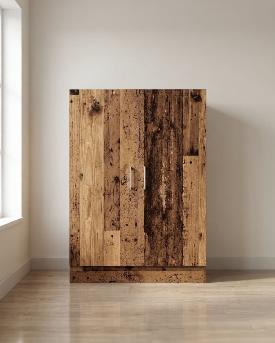 Wasmachinekast met Opbergruimte 70,5x71,5x91,5 cm – Rustiek Houtlook Badkamerkast met 2 Deuren – Multifunctionele Wasruimte Kast – Bruin – Ganeey — afbeelding 1