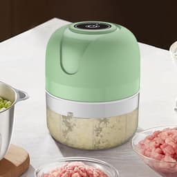 Elektrische Mini Hakmolen - Keukenmachine Knoflook - Snel Ingrediënten Snijden - Draadloos USB Oplaadbaar - 250 ml Inhoud - Cyaan Blauw — thumbnail 5