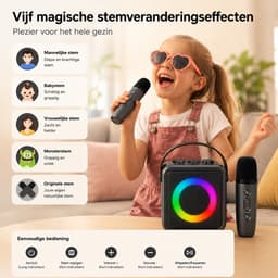Sounix Draagbare Karaoke set - Incl. 2 draadloze microfoons - Bluetooth Speaker - Zwart — thumbnail 3