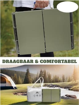51 x 35 cm opvouwbare draagbare houtskoolgrill, kleine campinggrill voor 3-5 personen, BBQ grill voor buiten, geschikt voor tuinen, stranden, gazons en tafelbladen, Groen — thumbnail 2