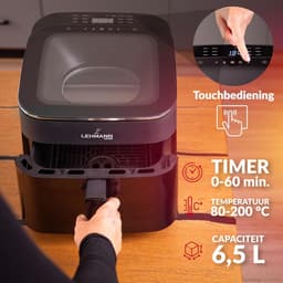 Heteluchtfriteuse - Airfryer Pan - Gezond Koken - Panoramisch Kijkvenster - 6.5 Liter - Zwart — thumbnail 2