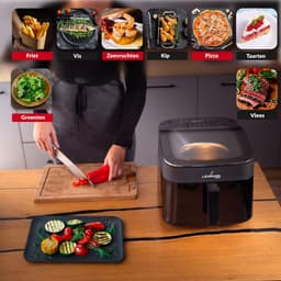 Heteluchtfriteuse - Airfryer Pan - Gezond Koken - Panoramisch Kijkvenster - 6.5 Liter - Zwart — thumbnail 5