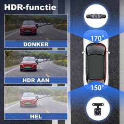 Dashcam Auto - 4 Lenzen (Voor, Achter, Links, Rechts) - 1080P Full HD - WiFi & GPS - Dashcams - Nachtzicht - G-Sensor - Parkeerbewaking - 3,16 Inch met App - Incl. 64GB SD-Kaart — thumbnail 3