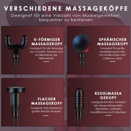 Massagepistool - Draagbaar apparaat - Spierherstel - 6 snelheden 4 koppen - 12mm diepte - Rood — thumbnail 4