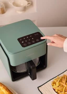 Heteluchtfriteuse - Airfryer - Gezond Koken - Glazen Schaal - 4.2L - Saliegroen — thumbnail 2