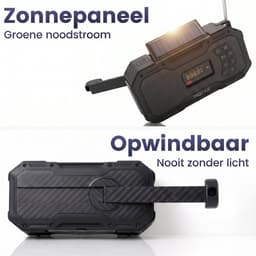 Noodradio Solar Opwindbaar - FM / AM Nood Radio - 5000 mAh Powerbank Zonneenergie - Bouwradio Speaker - Badkamer Radio - Noodpakket — thumbnail 2