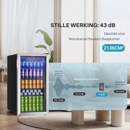 Damenzo - Koelkast - Koelkast tafelmodel - Mini koelkast - Mini bar - Afmeting 49 × 44,5 × 78 cm - 90 Liter - Zilver - RVS — thumbnail 4