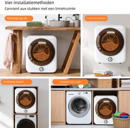 Wasdroger 3kg – 65dB – 8 programma's – NTC sensor – voor kleine huishoudens – 53,5x42x65 cm – 1 stuks – wit — thumbnail 3