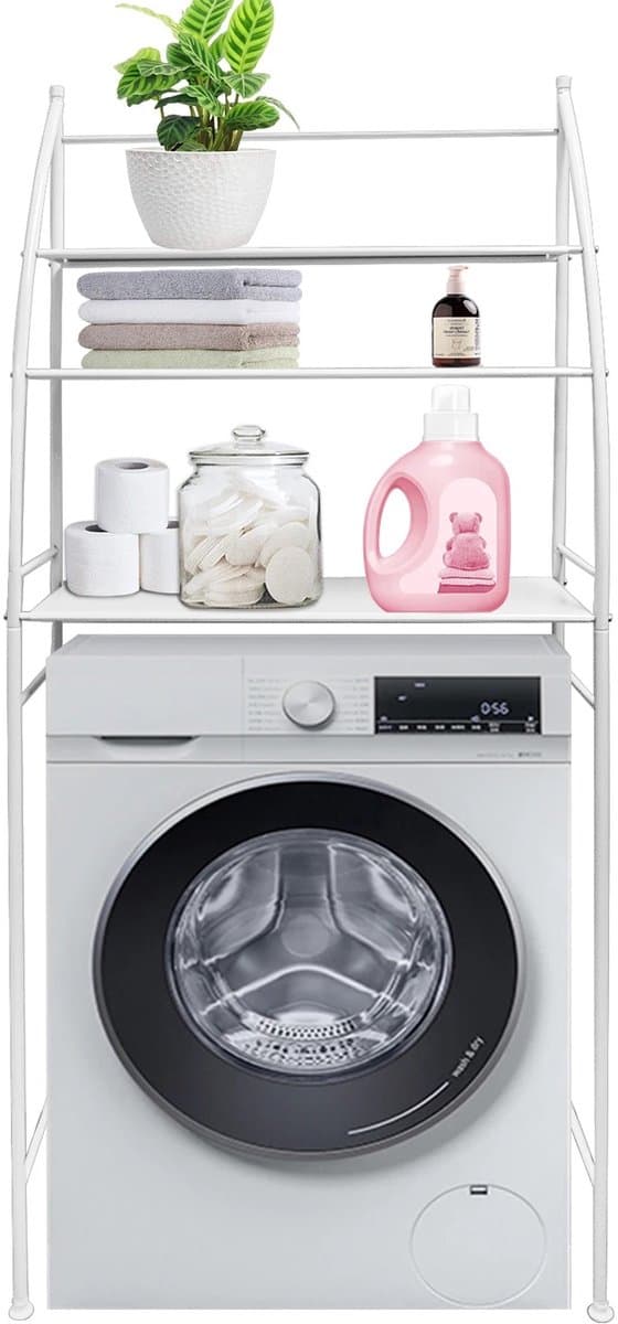 Damenzo - Opbergrek - Opbergkast - Organizer - Badkamer - Rek - 3 laags - Wasmachine ombouwrek - Toilet ombouwrek - 43x166cm - Wit — afbeelding 1