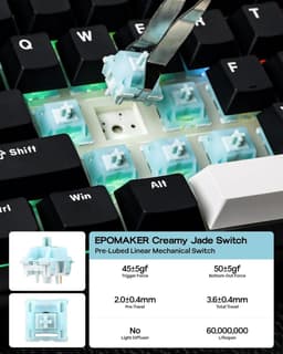EPOMAKER TH99 - Mechanisch Toetsenbord - 1800 Layout - Tri-Mode Draadloos - RGB Backlight - Gasket Mount - Hot-Swap - 8000mAh Batterij - PBT Keycaps - Zwart — thumbnail 5