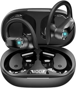 Bluetooth 5.3 sportoordopjes - 48 uur lang meeslepende bas in-ear hoofdtelefoon - met HD-microfoon - IP7 waterdichte draadloze oortelefoon - 500 mAh oplaadcase met hoge capaciteit - LED-display - ENC ruisonderdrukkende oordopjes voor hardlopers — thumbnail 2