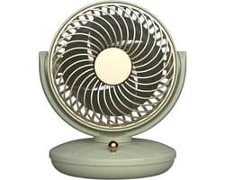 KZQ Drie Snelheden Usb Desktop Ventilator Met Ingebouwde 1800mAh Batterij - Stille Biomimetic Ventilator Met 140° Kantelhoek En Automatische Oscillatie - Draagbaar Voor Thuis Kantoor En Kamperen - Groen — afbeelding 1