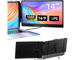 DnA® Professionele Portable Monitor - USB-C - 14 Inch - Draagbare Monitor - Portable Monitor Voor Laptop - Zwart - 2cm x 24cm x 24cm
