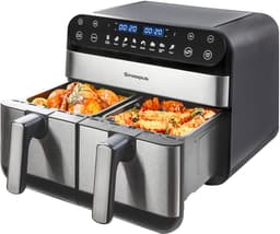 Digitale Airfryer XXL 9L Sinaopus 920 – Heteluchtfriteuse met Dubbele Mand en DualMand Onafhankelijke Snelle Opwarming – Voor Gezinnen – 8 Programma’s – LED Touchscreen – Kijkvenster – Makkelijk te Reinigen – Capaciteit voor 7 Personen — thumbnail 1