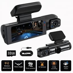 Dashcam Auto Full HD 1080P – Dual Lens Voor & Binnen | IR Nachtzicht, Loop Recording, 3 Inch IPS Scherm incl. SD-Kaart — thumbnail 1