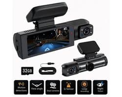 Dashcam Auto Full HD 1080P – Dual Lens Voor & Binnen | IR Nachtzicht, Loop Recording, 3 Inch IPS Scherm incl. SD-Kaart