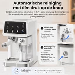 Jently espressomachine - koffiemachine - automatische melkopschuimer - latte/cappuccino/heet water - wit — thumbnail 3