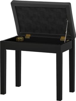 Zwarte Pianobank 55 x 34 x 50 cm, In Hoogte Verstelbare Pianokruk met Opbergruimte, Piano Zitbank, Muziekkruk met Gevoerde Zitting, Voor Bladmuziek en Accessoires, Comfortabel, Stevig en Praktisch — thumbnail 1
