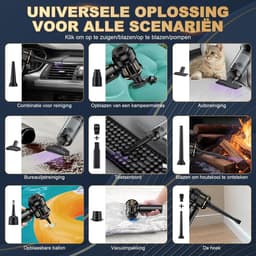 Draadloze Handstofzuiger - Mini Auto Stofzuiger - 4-in-1 Stofblazer - 25.000 Pa Zuigkracht - Borstelloze Motor - 6000mAh Batterij - 1-Touch Leegmaken - EVA Tas - Voor Auto en Thuis - Zwart — thumbnail 3