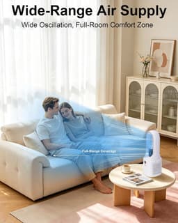 Bladeless Tafelventilator met Mistbevochtiger - Stille Ventilator voor Slaapkamer en Kantoor - Veilige Ventilator zonder Bladen - Compacte Aircofan met Touch Control — thumbnail 4