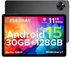 DOOGEE U11 Pro - Tablet - Tablets - 30GB RAM + 256GB ROM(2TB/TF) - 8580 mAh - 11 Inch 1080P 90 Hz - Dubbele luidspreker - T7200 Octa Core - 13MP Camera - 5G WIFI - Face ID - 7.9 mm Metallic Body - Zwart