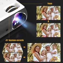TIM® Draagbarebeamer-Beamer-Projector-MiniBeamer - Zwart/Wit - 24cm x 21cm x 10cm — thumbnail 4