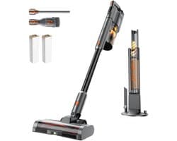 Uwant V500 Draadloze Stofzuiger met Automatisch Leeg- en Stofopvangsysteem,Krachtige zuigkracht van 50.000 Pa, drie standen,LED-stofverwijderingslamp,7-laags HEPA-filtratie, Anti-klitborstel, Steelstofzuiger voor Dierenhaar,Harde Vloeren en Tapijt