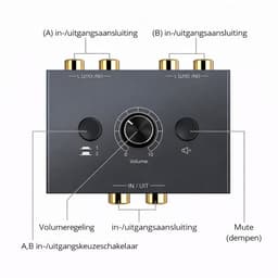 RCA Audio Schakelaar – Stereo RCA Splitter – 2-in-1 Bi-Directionele Audio Switch – L/R – Met Mute Knop – Inclusief RCA Kabel – Plug & Play — thumbnail 3