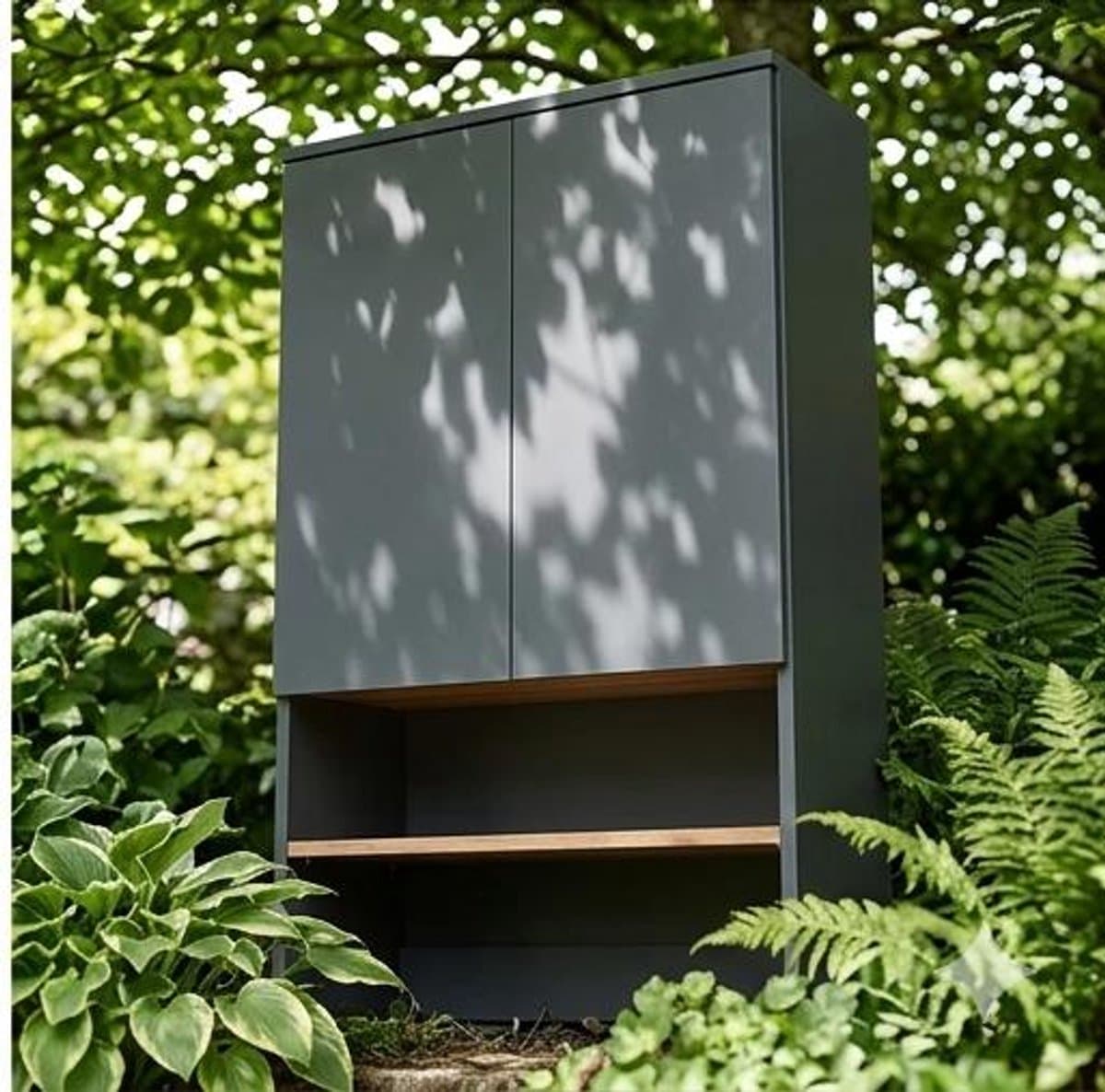 Wasmachinekast bovenbouw 68x29x100,4 cm – Opbergkast voor wasmachine met planken, ruimtebesparende wasmachine ombouw, moderne badkamerkast – Antraciet/Eiken – Urbanhome — afbeelding 1