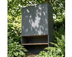 Wasmachinekast bovenbouw 68x29x100,4 cm – Opbergkast voor wasmachine met planken, ruimtebesparende wasmachine ombouw, moderne badkamerkast – Antraciet/Eiken – Urbanhome