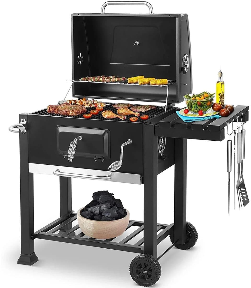 Seth Select Houtskoolgrill- Houtskoolbarbecue- Barbecue- Grill op houtskool- BBQ-Roker- Met handvat en klaptafel — afbeelding 1
