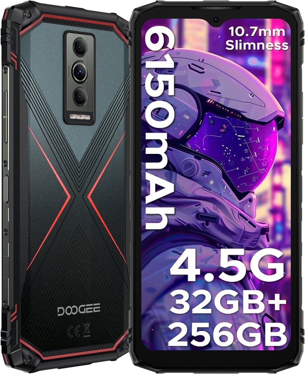 DOOGEE Blade 10 Pro Energy 4.5G - Robuuste Telefoon - Smartphone - 32 GB RAM+256 ROM（2TB/TF) - Android 15 - 6,56-inch HD+ 90Hz - 6150mAh/18W - IP68 - 10.7mm - Face ID - NFC - GPS - Zwart — afbeelding 1