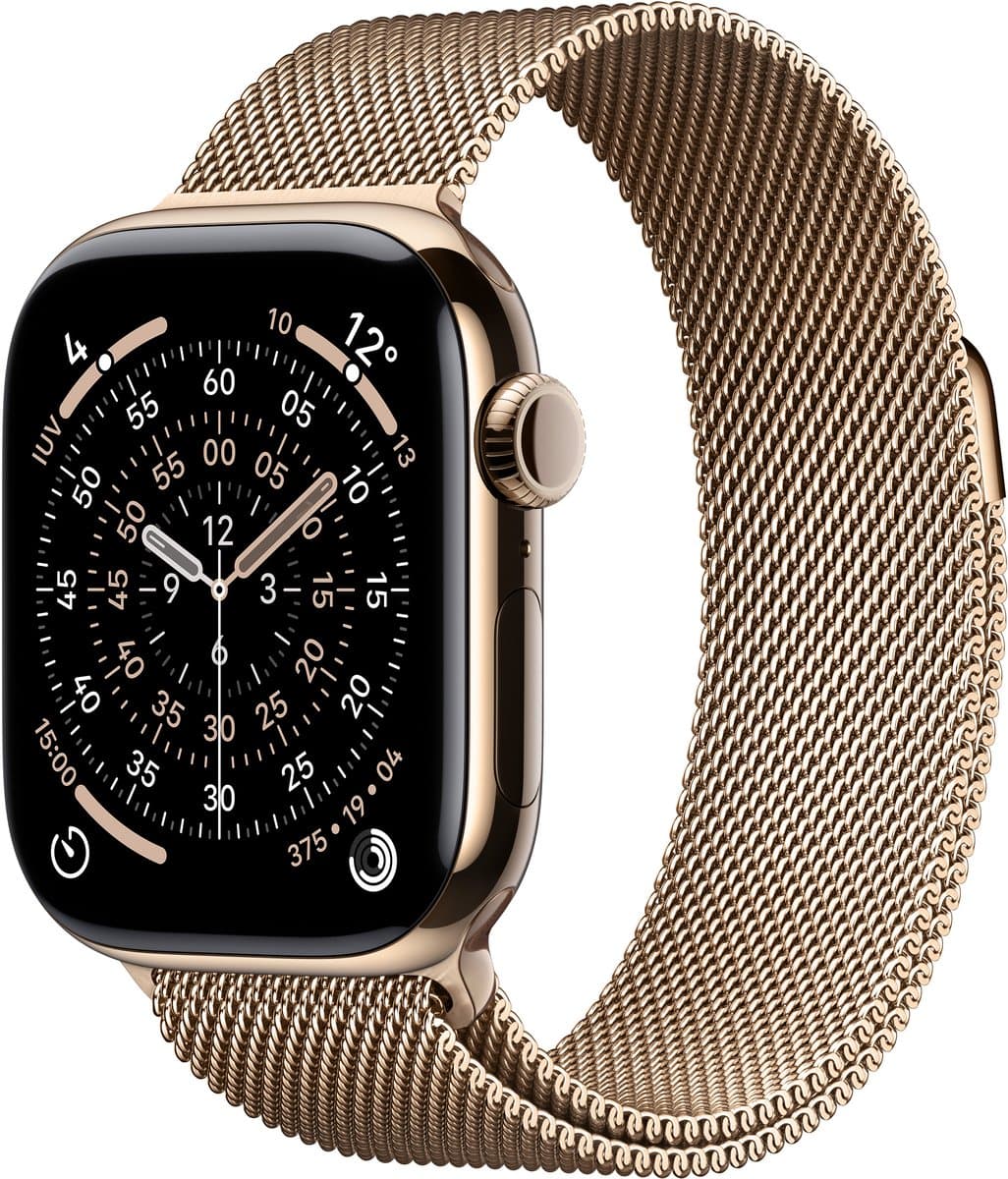 Apple Watch Series 11 gps + Cellular - 42mm titanium Case Milanese Loop Smartwatch Gold — afbeelding 1