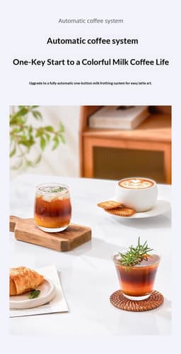 BlitzHome CM5600 1350W Automatische Espressomachine met Melkopschuimer, 20 Bar Pomp, 6 Koffiemodi, Automatisch Reinigingssysteem, Slim Scherm voor Thuis of Café, Wit — thumbnail 3