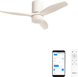 CREATE - Stille 40W plafondventilator met technische ABS bladen (Ø112cm) (ruimtes ≤10m²) - Wit - Met licht - WIFI + Afstandsbediening - WIND CALM — thumbnail 1