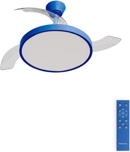 CREATE - Plafondventilator 40W stil met intrekbare bladen met licht - Ø108cm - Kobaltblauw - Afstandsbediening - WIND CLEAR STUDIO — thumbnail 1