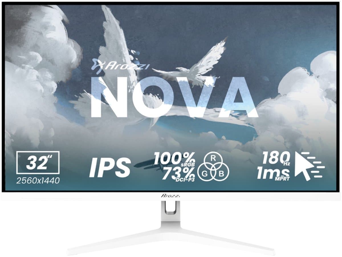 Arozzi Nova 32" Gaming Monitor - QHD IPS - 180Hz - Wit — afbeelding 1