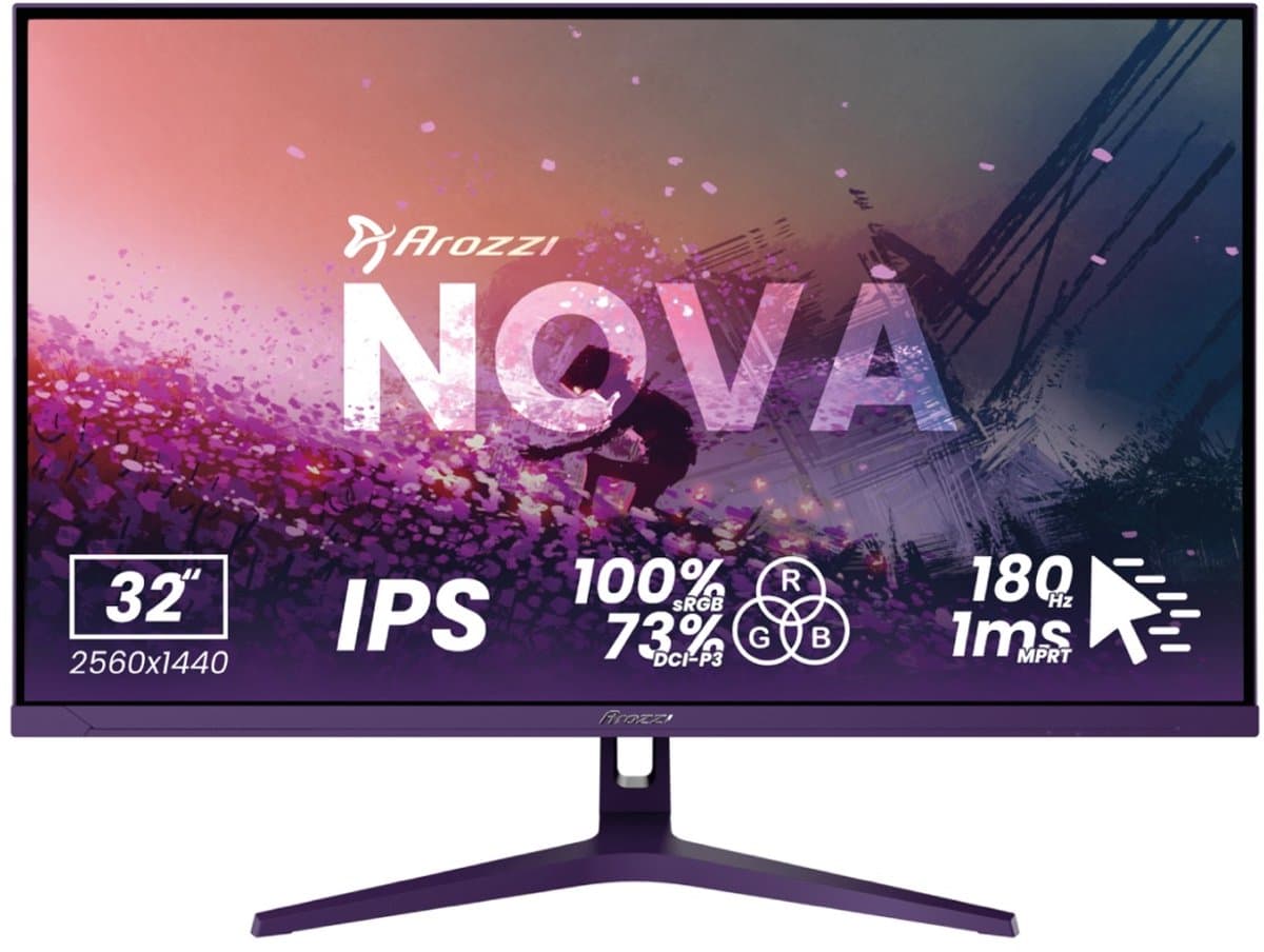 Arozzi Nova 32" Gaming Monitor - QHD IPS - 180Hz - Paars — afbeelding 1