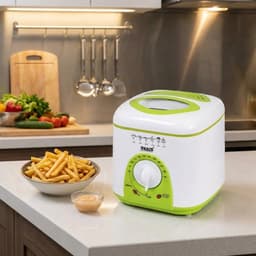 Elektrische Friteuse - Mini Frituurpan - Snelle Snacks - Compact Design - 19x21x19 cm - Wit — thumbnail 2