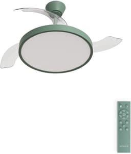 CREATE - Plafondventilator 40W stil met intrekbare bladen met licht - Ø108cm - Sage - Afstandsbediening - WIND CLEAR STUDIO — thumbnail 1