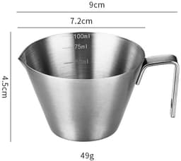 1 Stuk -espressokopjes - roestvrijstalen - maatbeker met enkele tuit en schaalverdeling - handvat - espresso-accessoires voor het zetten van koffie (100ml, zilverkleurig) — thumbnail 2