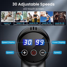 Massagepistool - Spierstimulator - Spierherstel - 30 Snelheden - 25 cm - Zwart — thumbnail 2