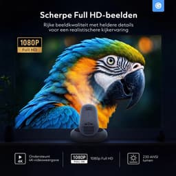 Full HD Smart Beamer - Voor iOS en Android - 1080P Mini Beamer tot 508 cm Projectieformaat - Mini Projector Bluetooth 5.4 & WiFi - Portable Mini Beamer Smartphone - Draagbaar - Thuisbioscoop - Vaderdag Cadeau voor Papa - Wit - Silvergear — thumbnail 4