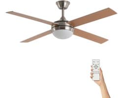 Fantiluxe - Gustav - Plafondventilator met verlichting - Nikkel Hout - Ø132cm - Afstandsbediening - Met lamp - Plafond ventilator - Slaapkamer — afbeelding 1